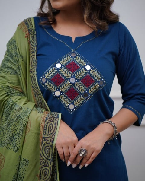 Elegant Cotton 3 pcs Suit Set