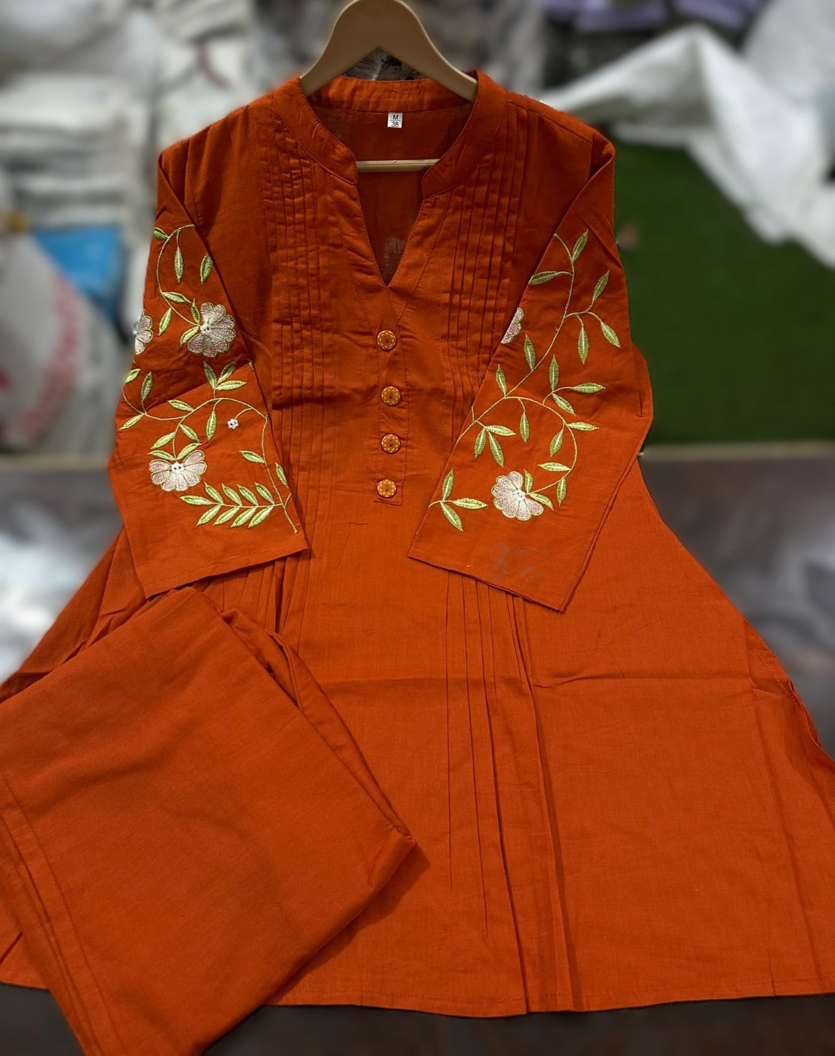 Elegant Embroidered Cotton Co-Ord Set