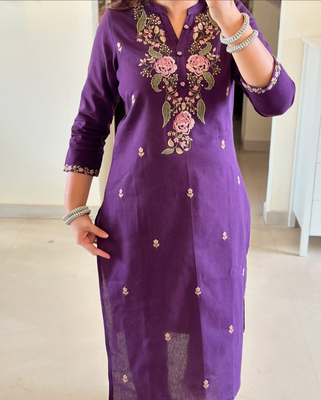Graceful Purple  Embroidered 3pc Suit Set