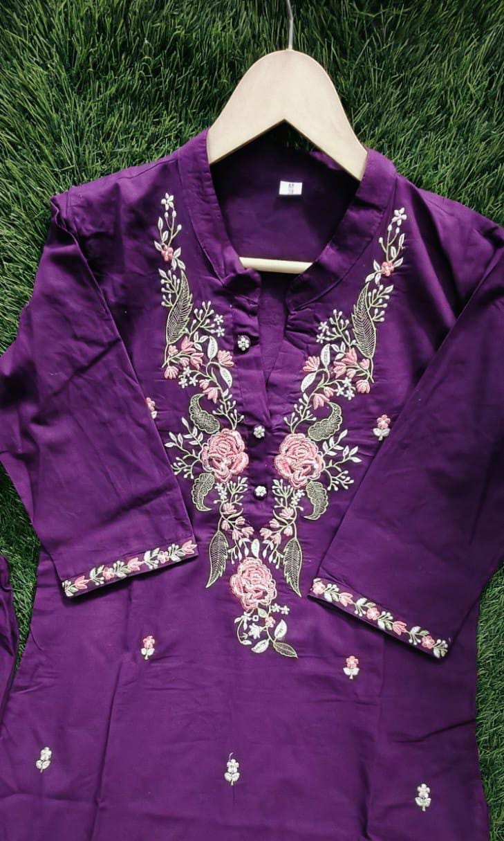 Graceful Purple  Embroidered 3pc Suit Set