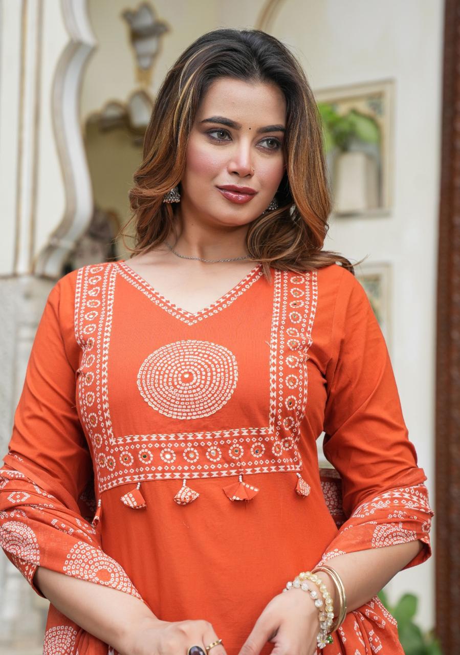 Timeless Bhandej Cotton Suit Set