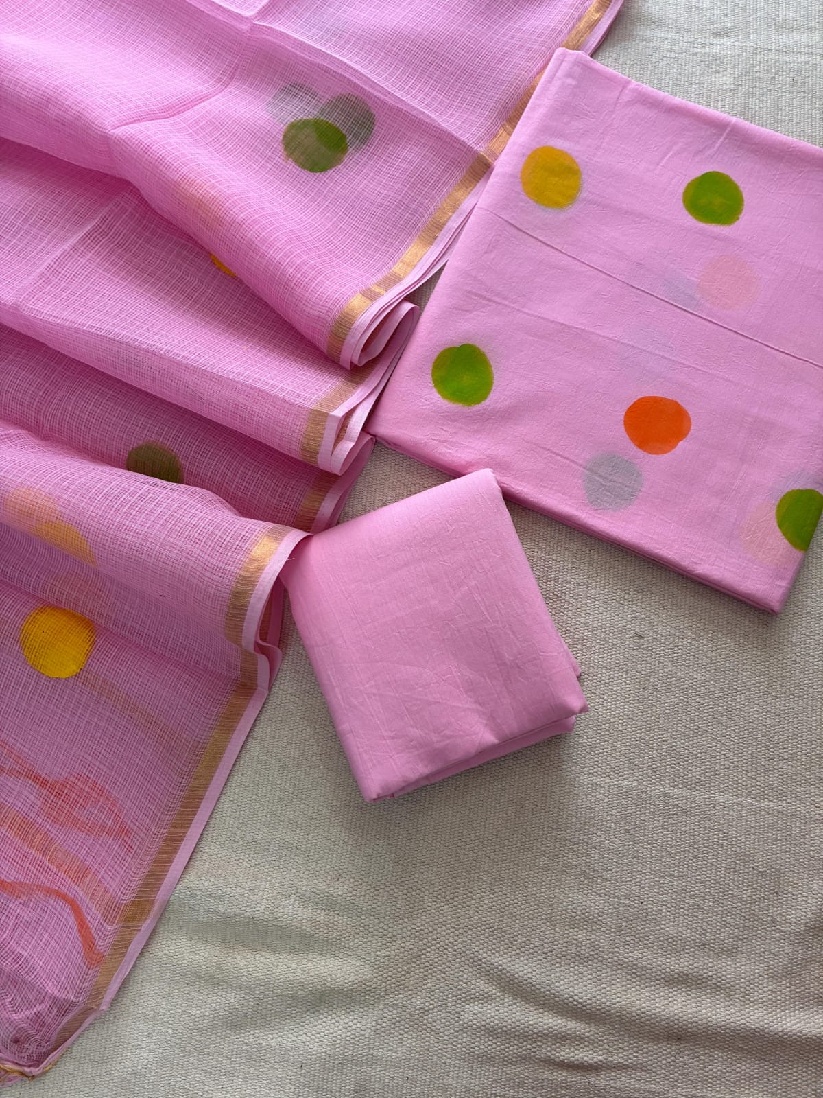 Hand Block Cotton Suit with Kota Dupatta