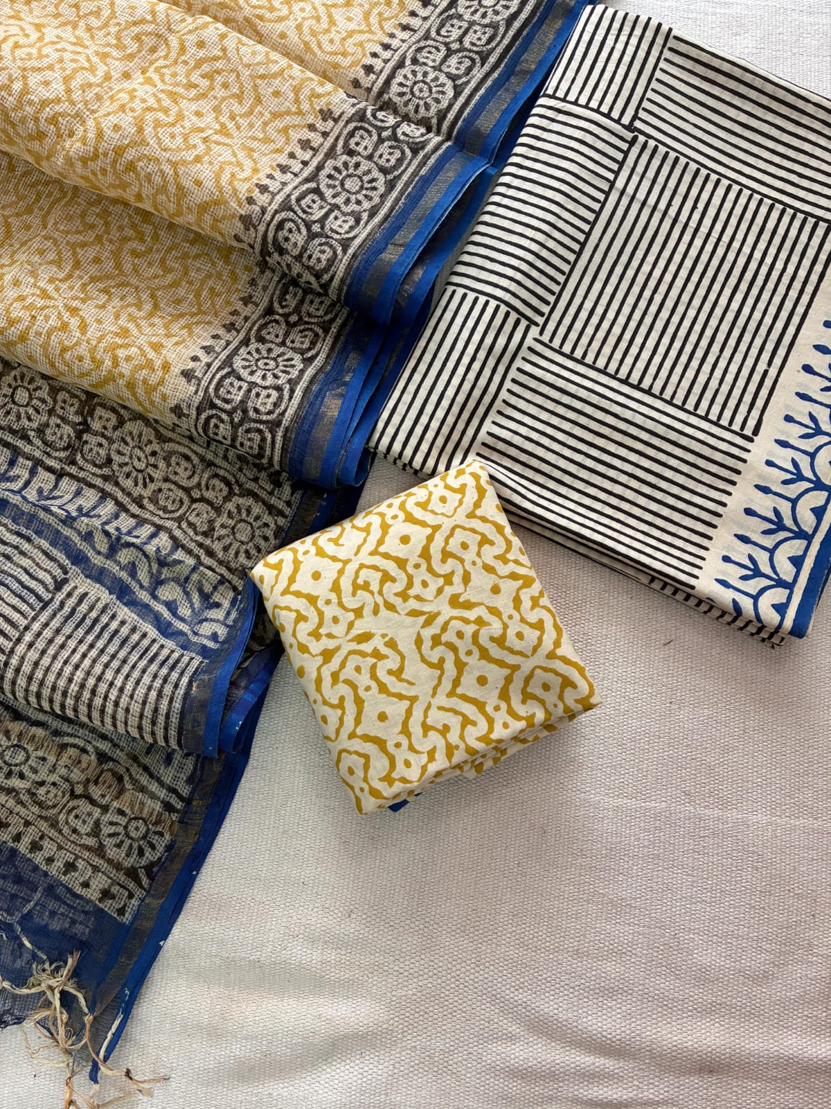 Hand Block Cotton Suit with Kota Dupatta