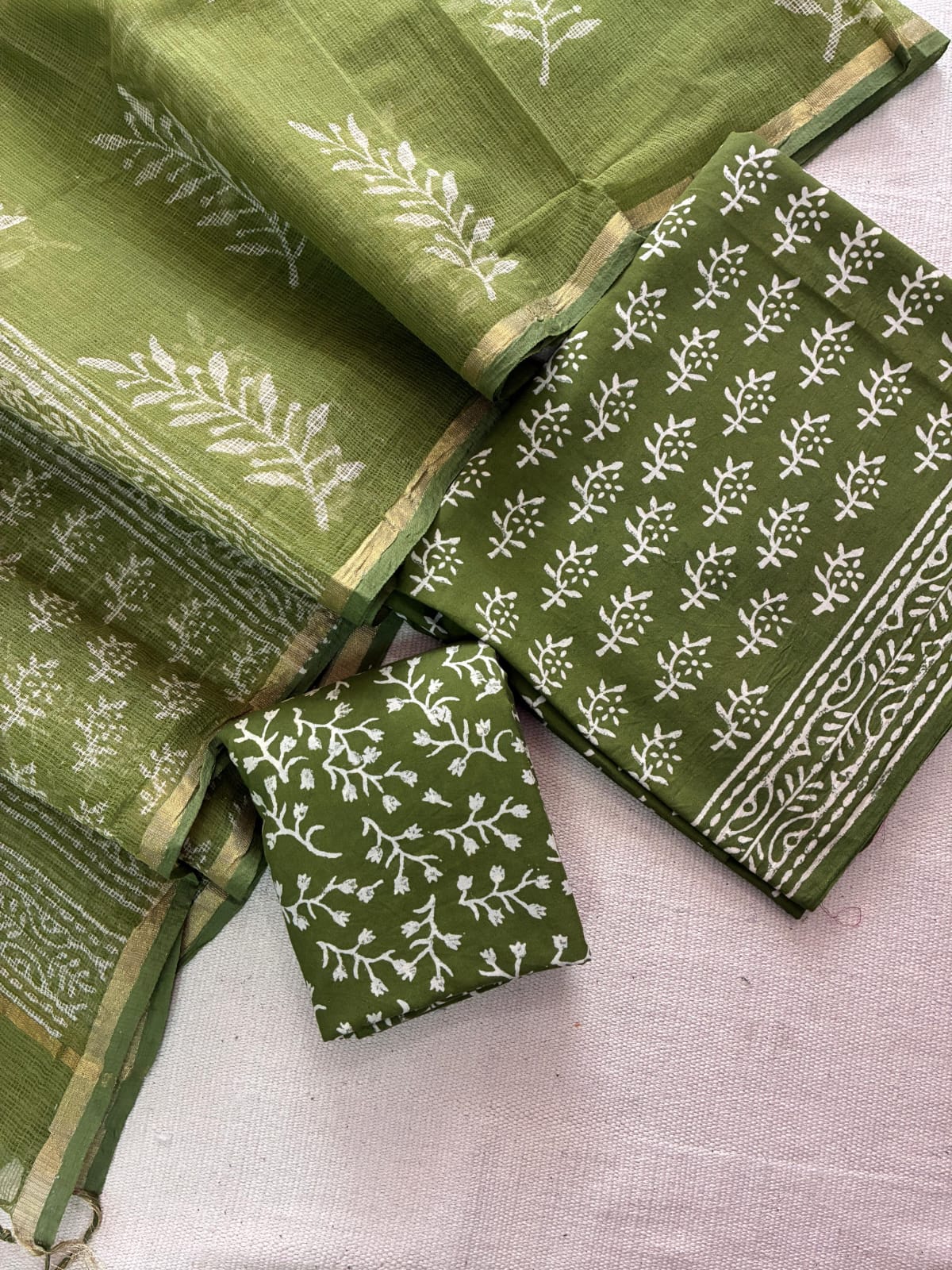 Hand Block Cotton Suit with Kota Dupatta