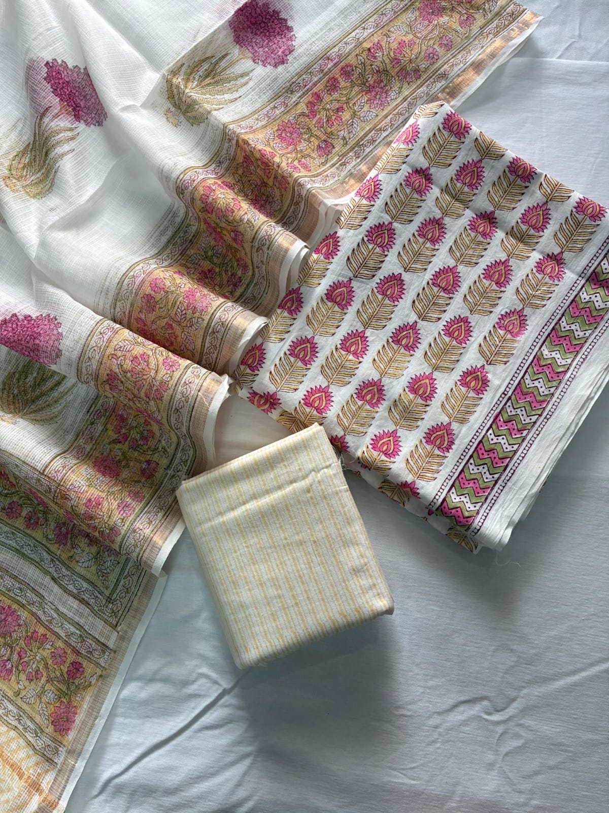 Hand Block Cotton Suit with Kota Dupatta