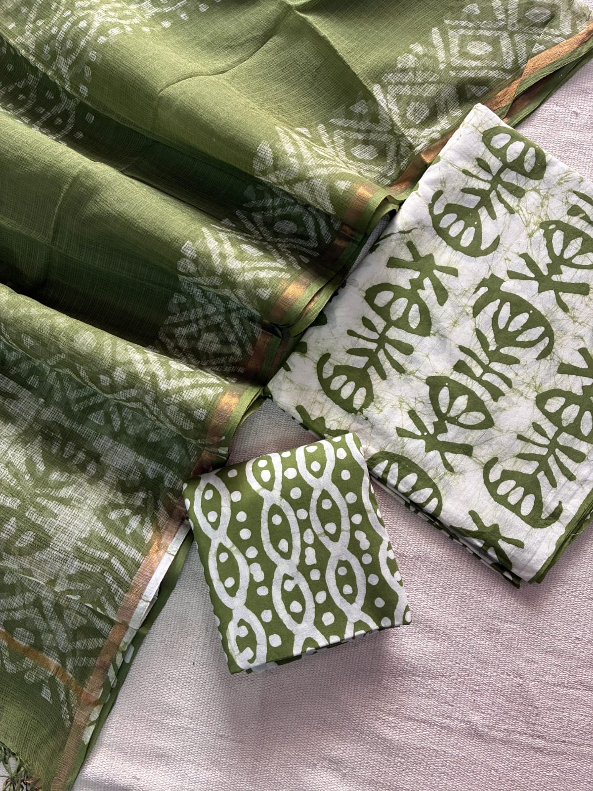 Hand Block Cotton Suit with Kota Dupatta