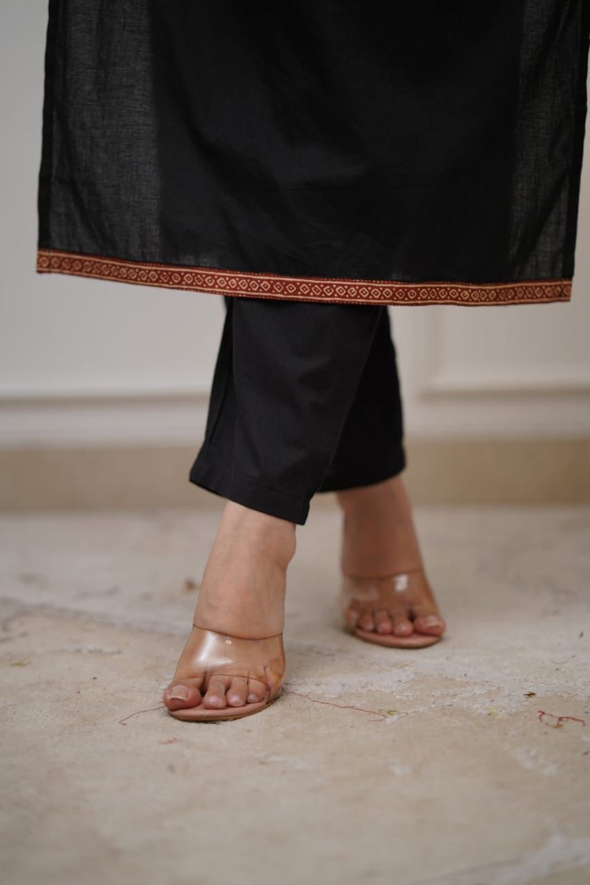 Black Straight Kurti Set