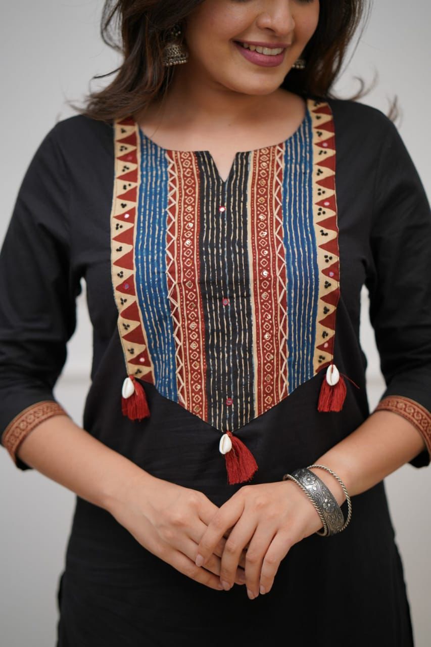 Black Straight Kurti Set