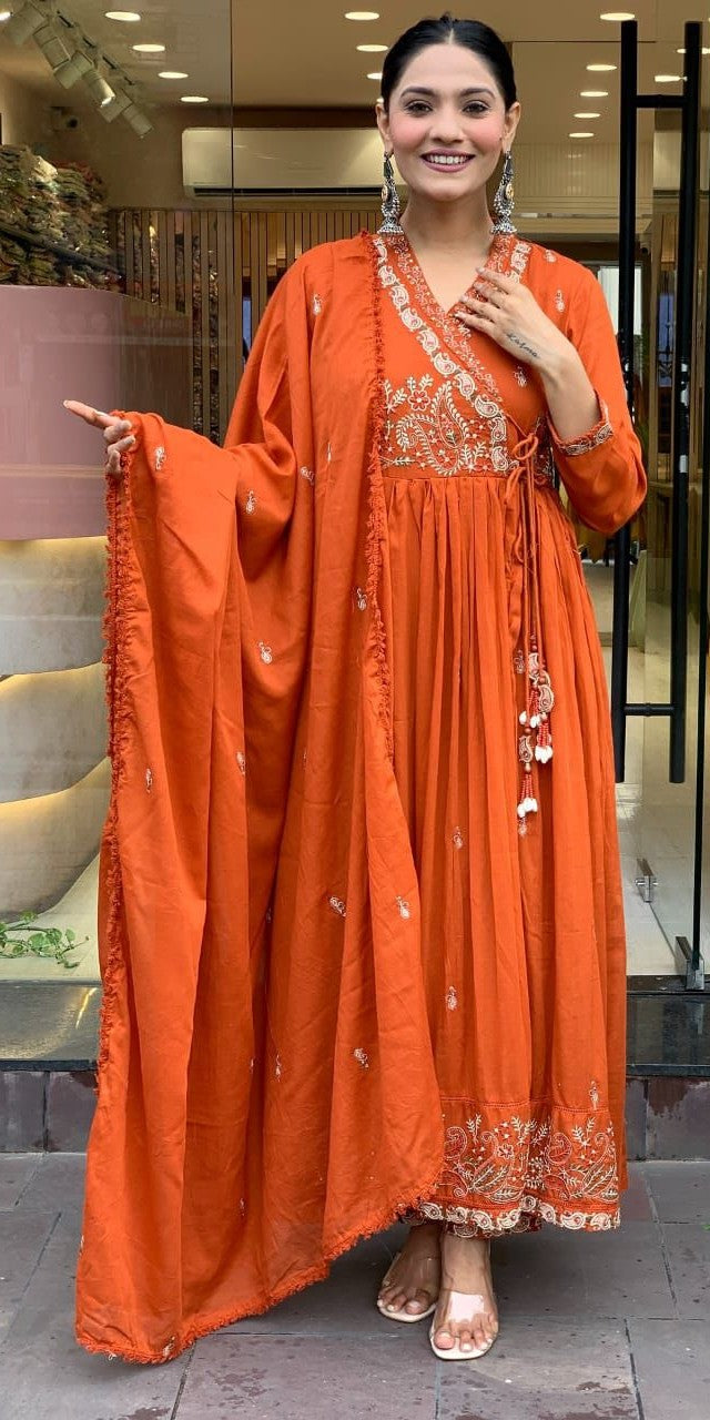 Elegant Cotton Angrakha Kurta Set
