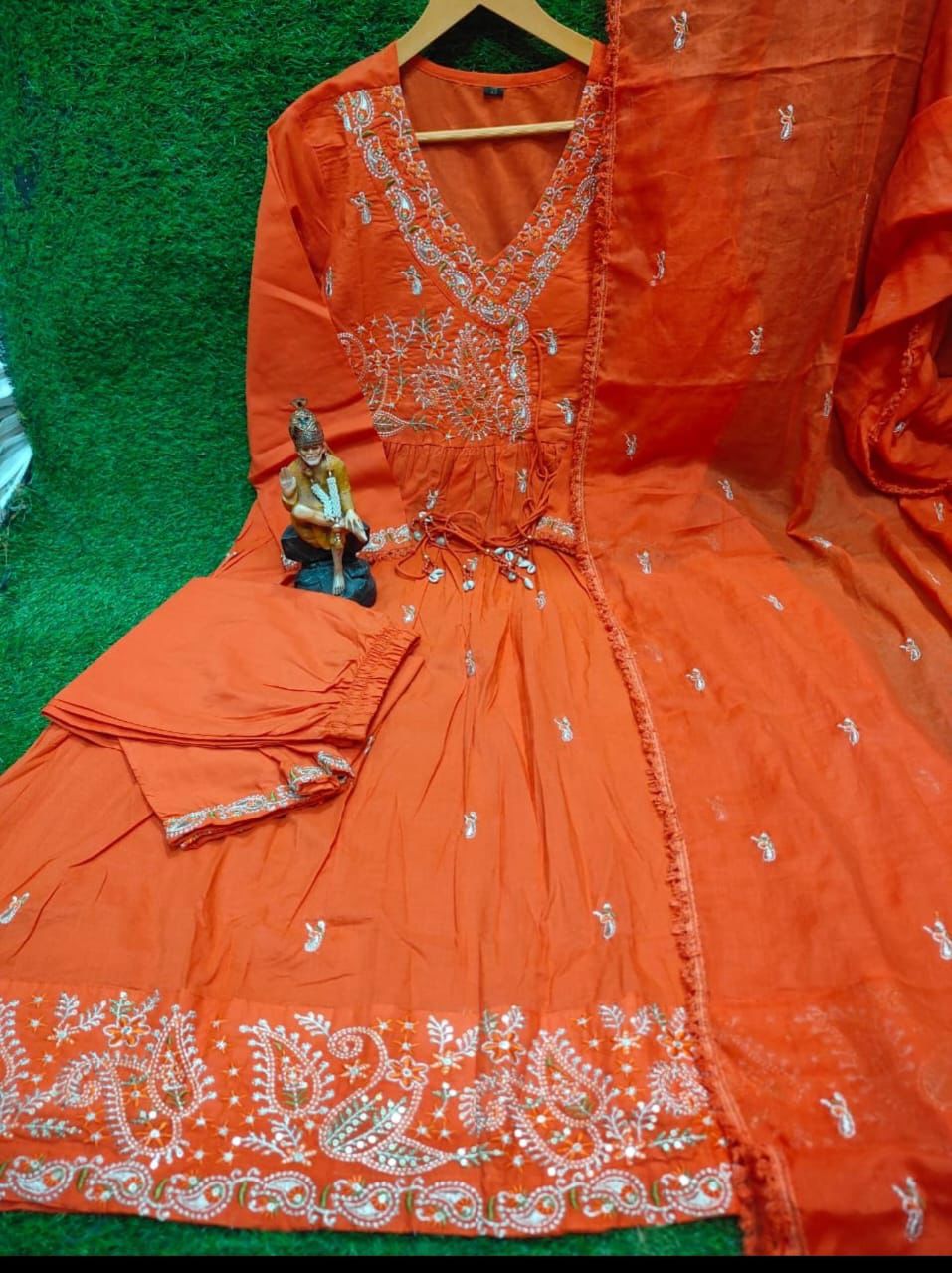Elegant Cotton Angrakha Kurta Set