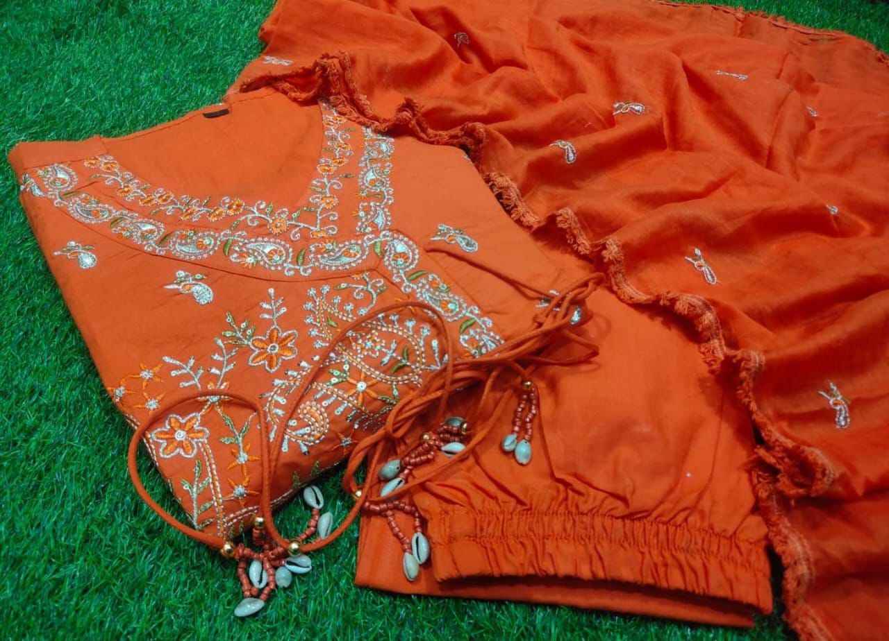 Elegant Cotton Angrakha Kurta Set