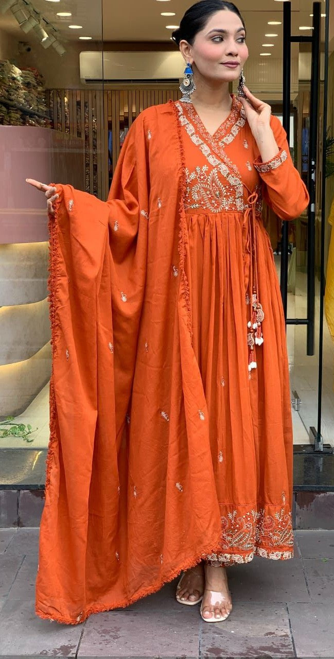 Elegant Cotton Angrakha Kurta Set