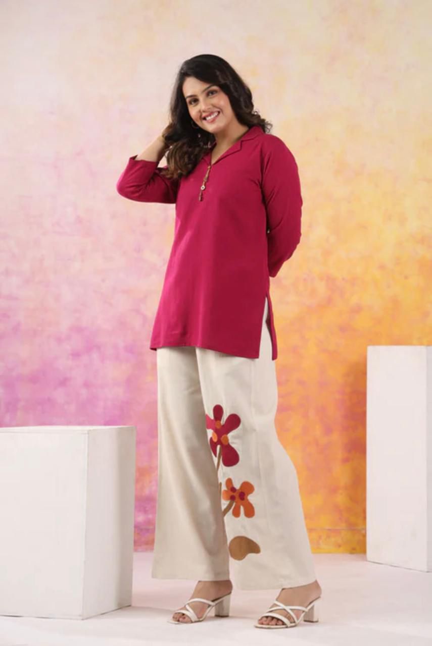 Radish Pink Printed Cotton Flex Co-Ord Set