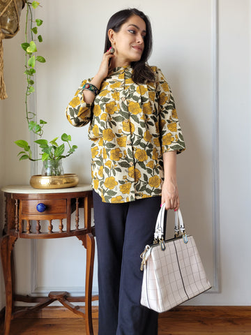 Hand Block Printed Peplum Top