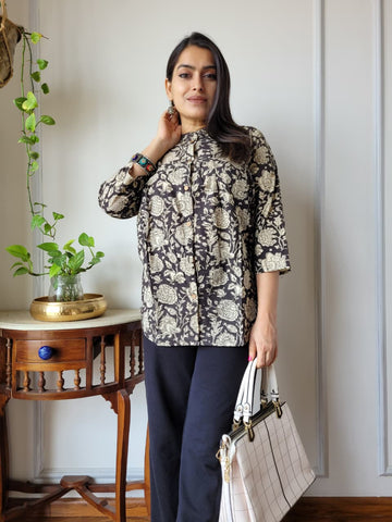 Hand Block Printed Peplum Top