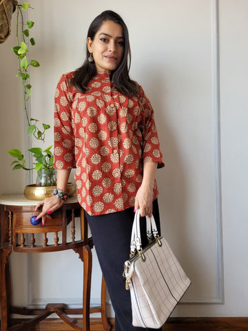 Hand Block Printed Peplum Top