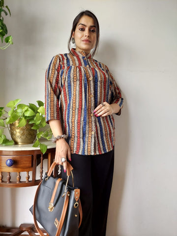 Hand Block Printed Peplum Top