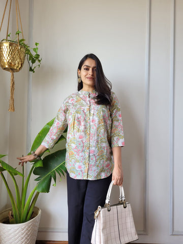 Hand Block Printed Peplum Top