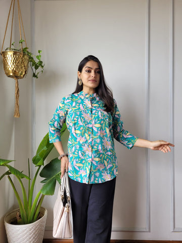 Hand Block Printed Peplum Top