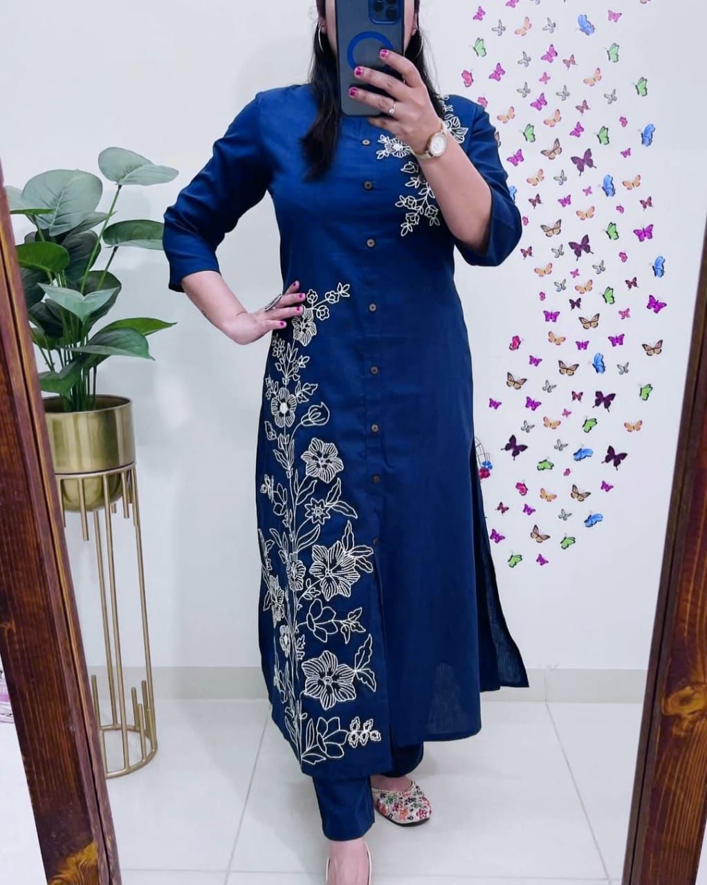 Blue Elegant Cotton Kurta Set