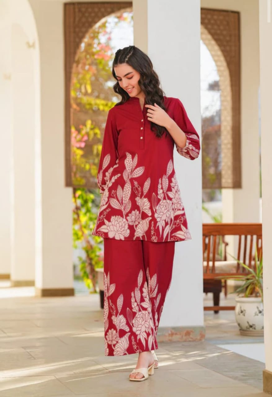 Stylish Border Prints Cotton Cord Set