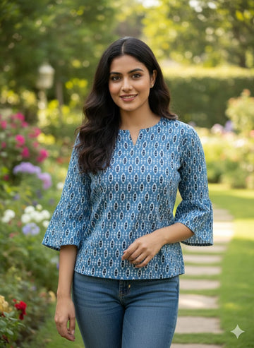 Hand Block Printed Cotton Blue Tunic