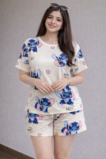 White Cool Cotton Blend Short Cord Set