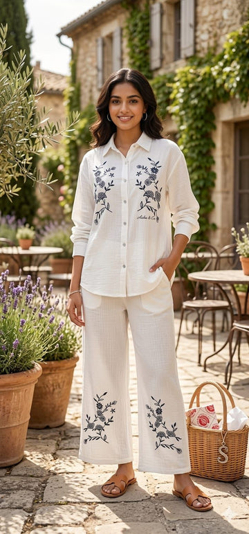 Embroidered Mul Cotton Cord Set