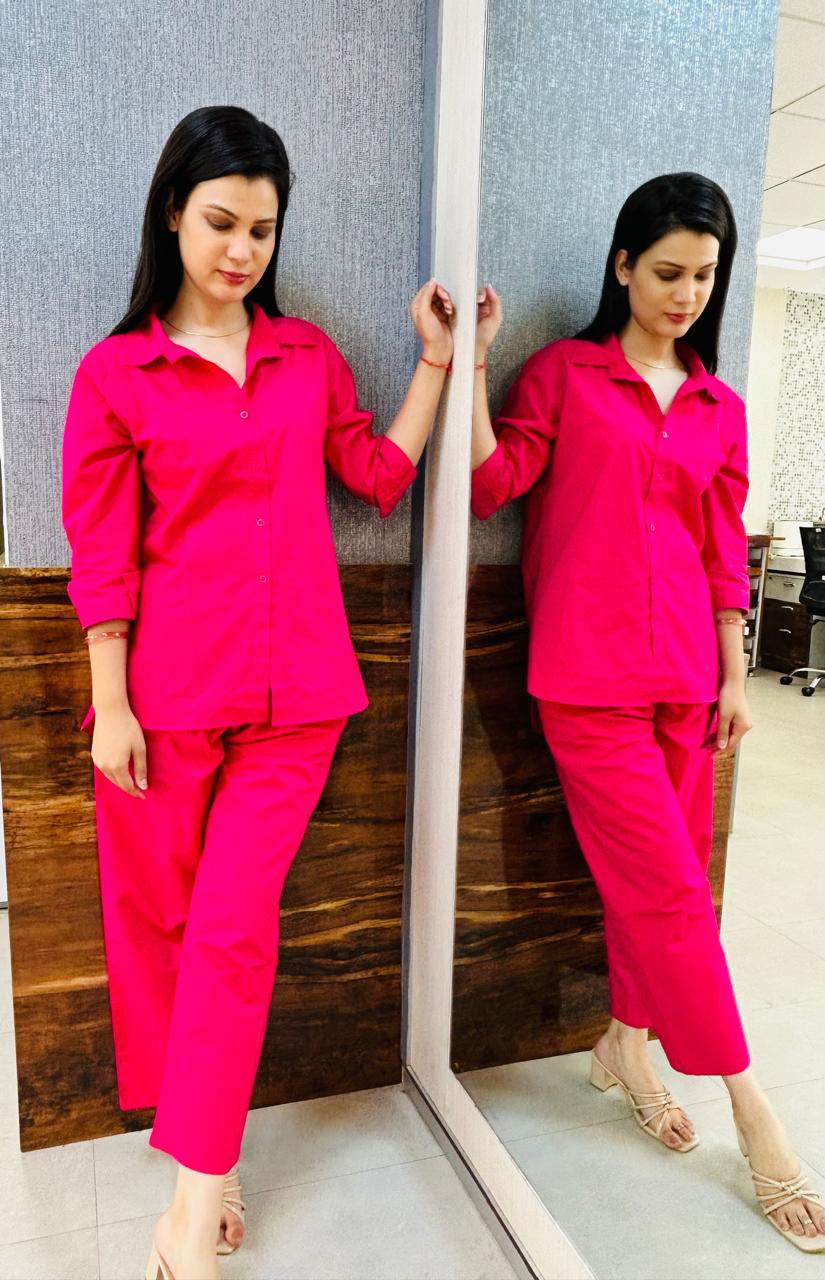 Cotton Hot Pink Cord Set