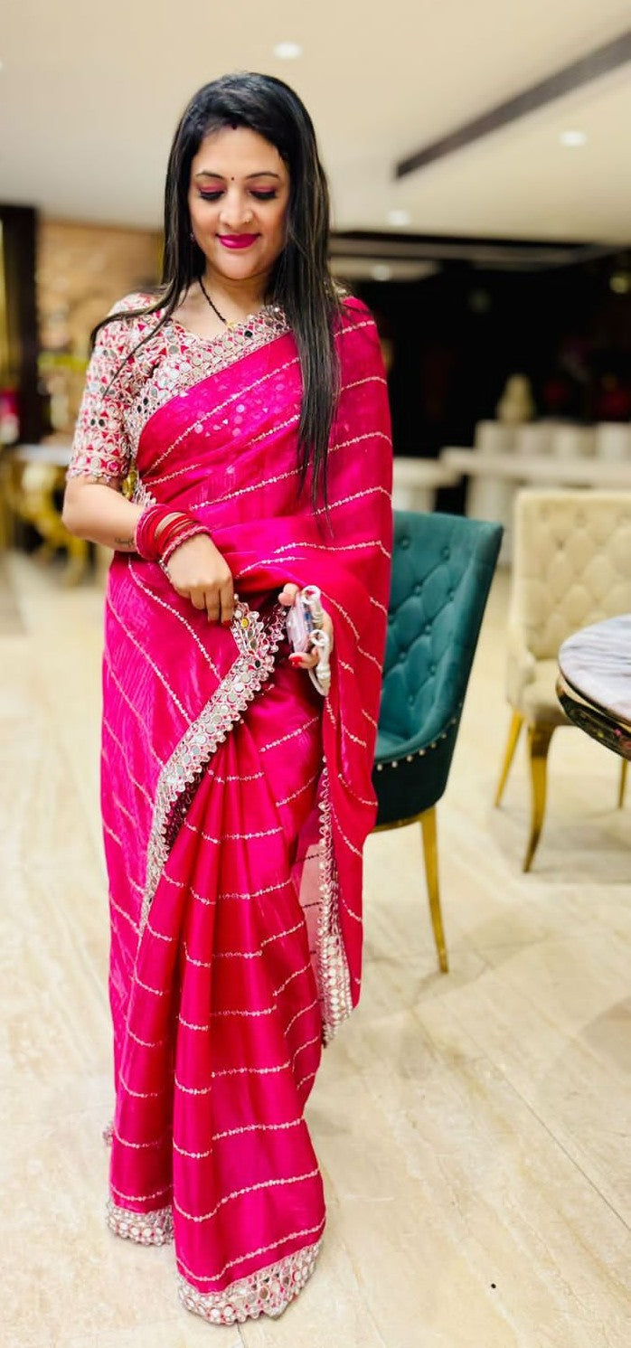 Laheriya Silk with Mirror Charm Saree