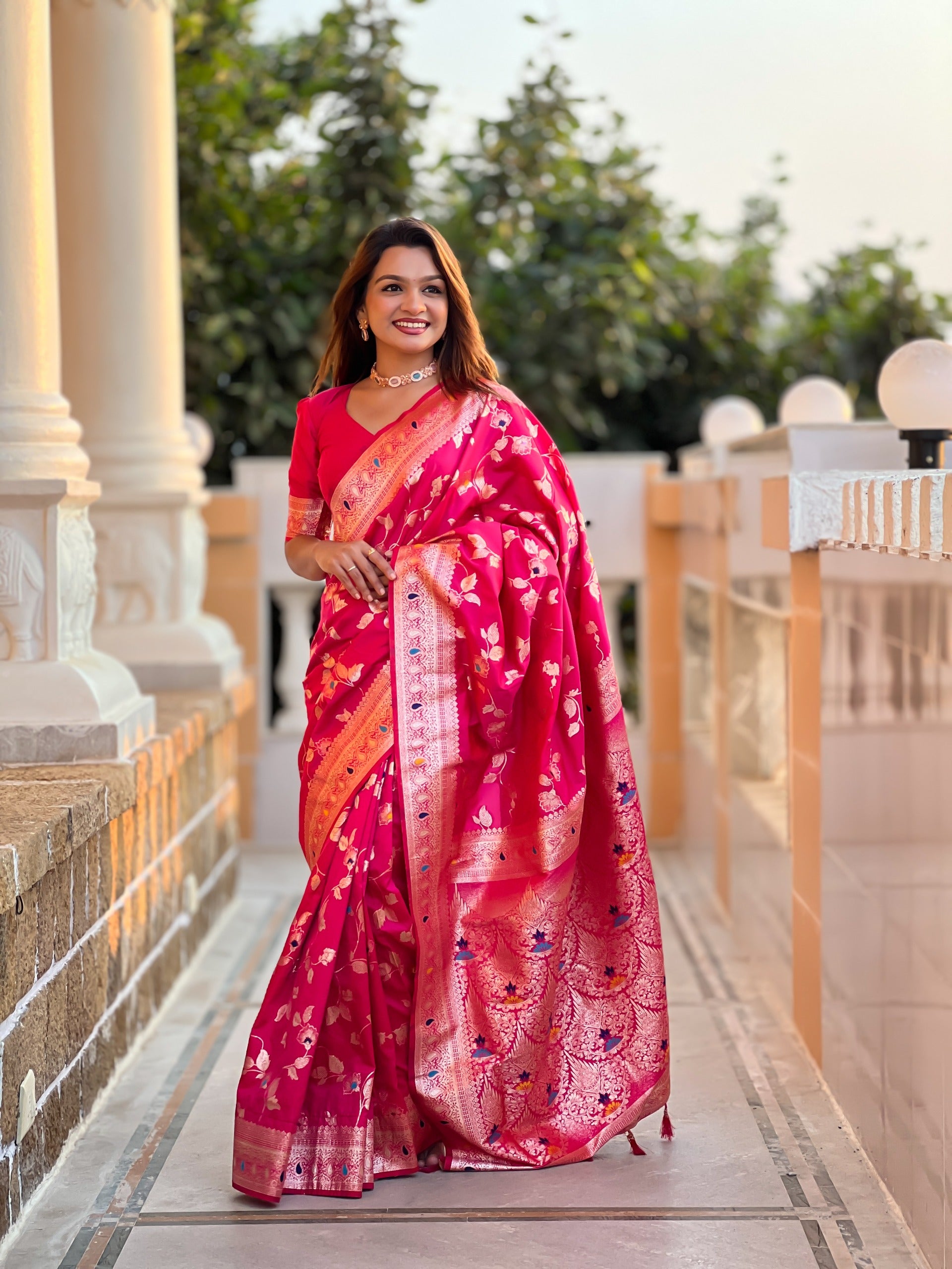 Pink Rich Banarasi Silk Saree
