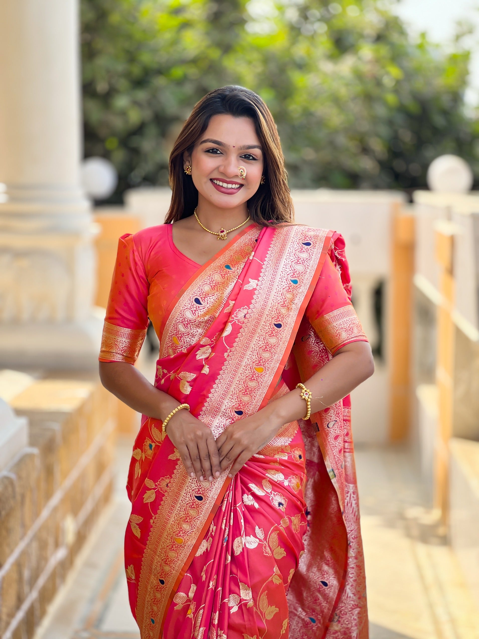 Pink Rich Banarasi Silk Saree