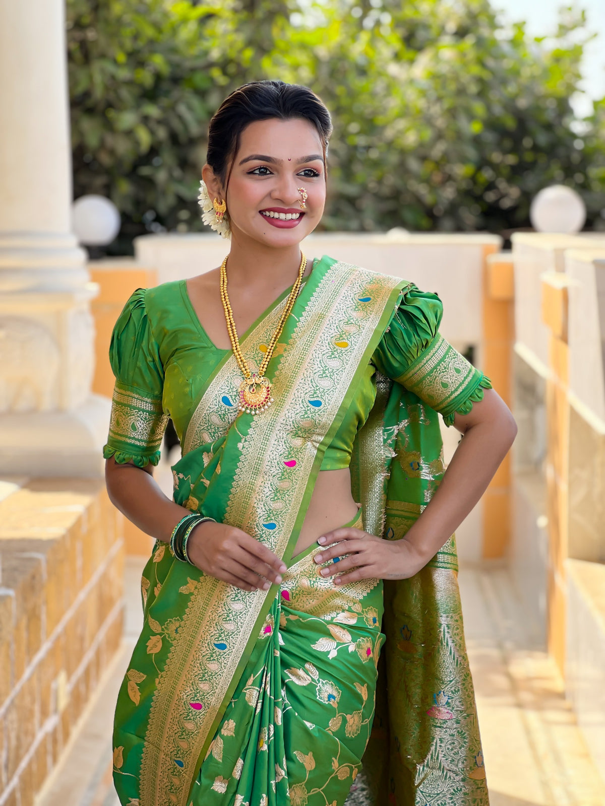Green Rich Banarasi Silk Saree