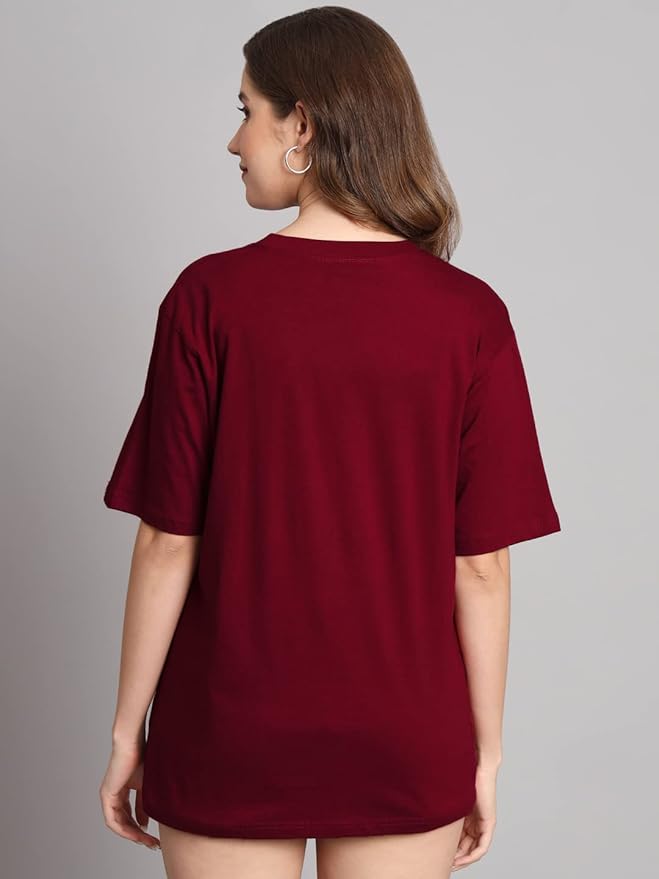 Mahroon Solid Tshirt for Women