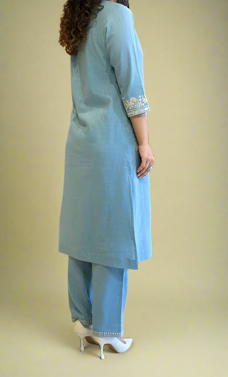 Embroidered Cotton Kurta Set