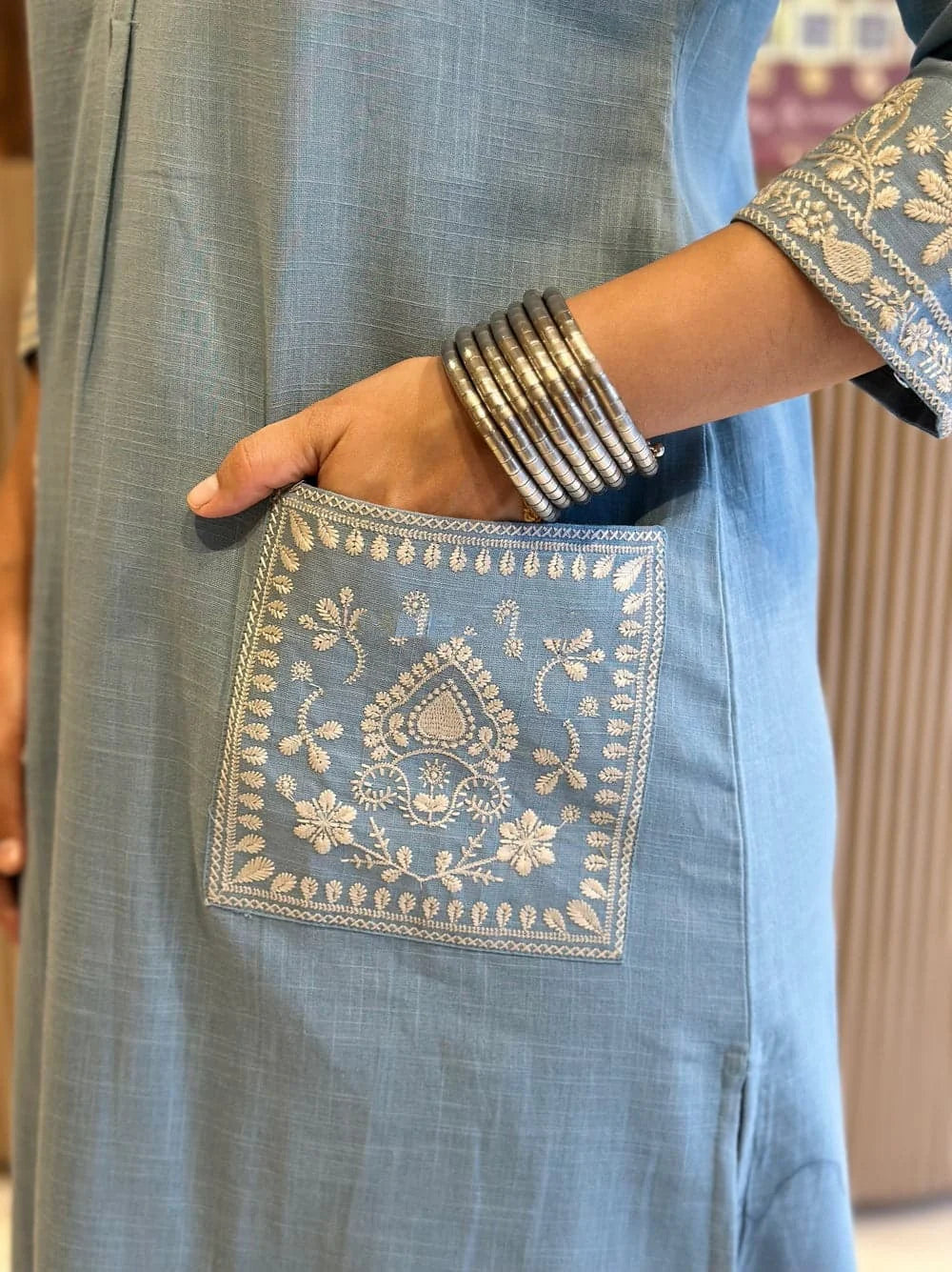 Embroidered Cotton Kurta Set