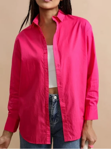 Hot Pink Cotton Casual Shirt