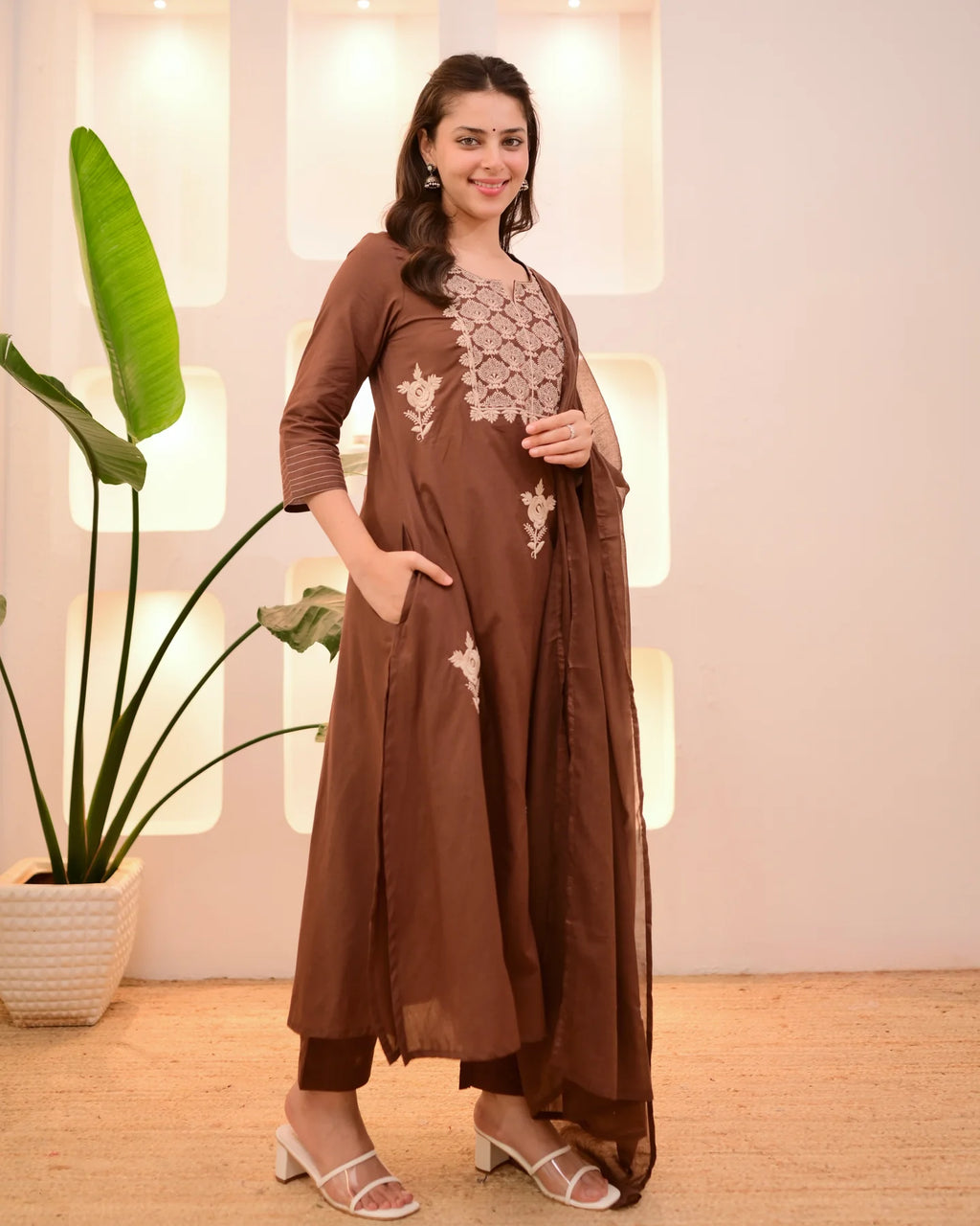 Pure Cotton Thread Work 3Pc Suit Set