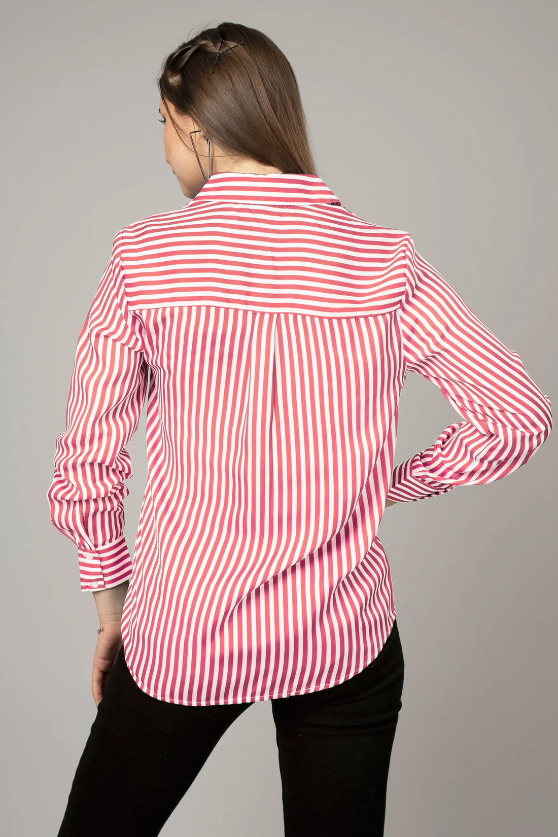 Women Pink Striped Cotton Shirt