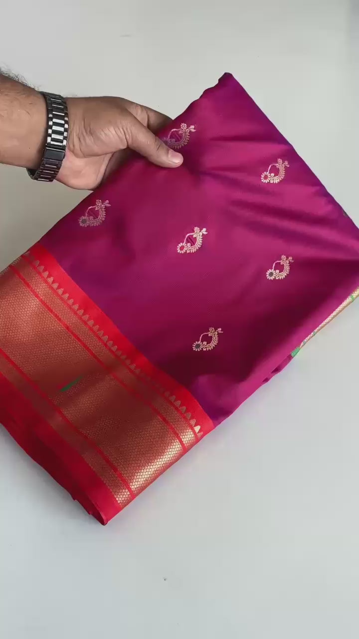 Cultural Weaves in Red Violet Paithani  Silk Saree