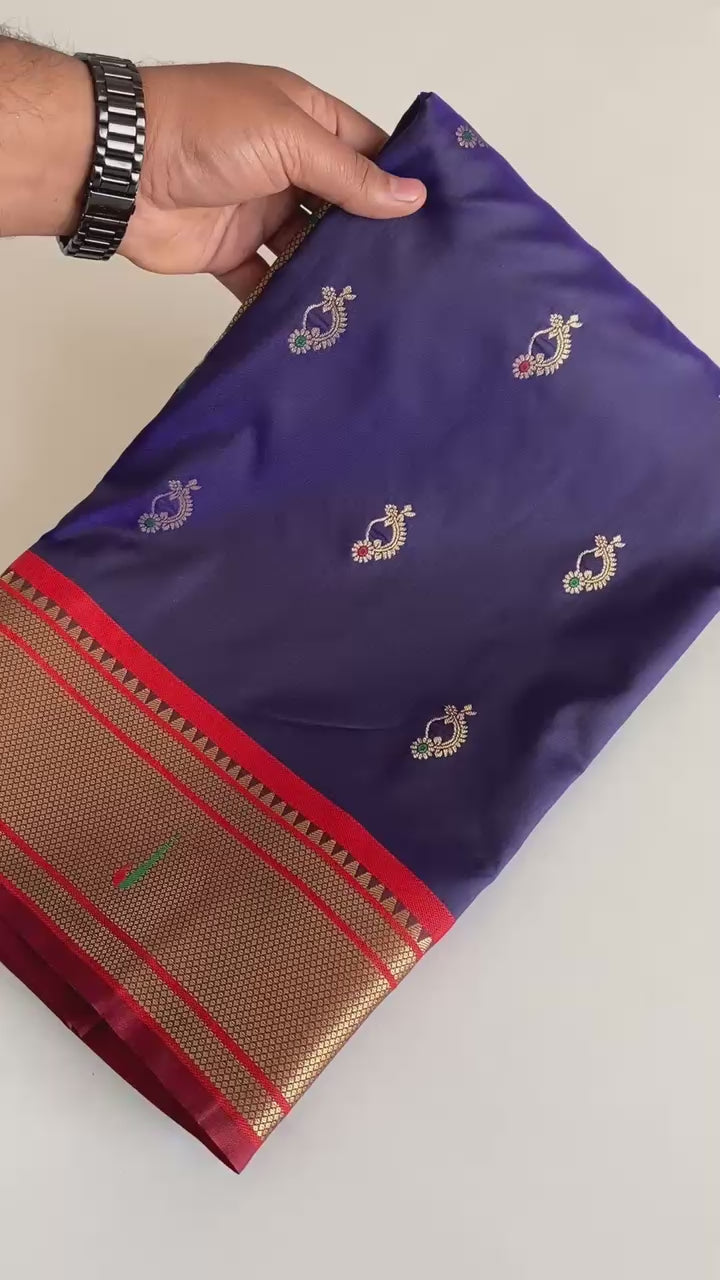 Cultural Weaves in Purple Paithani Silk Saree