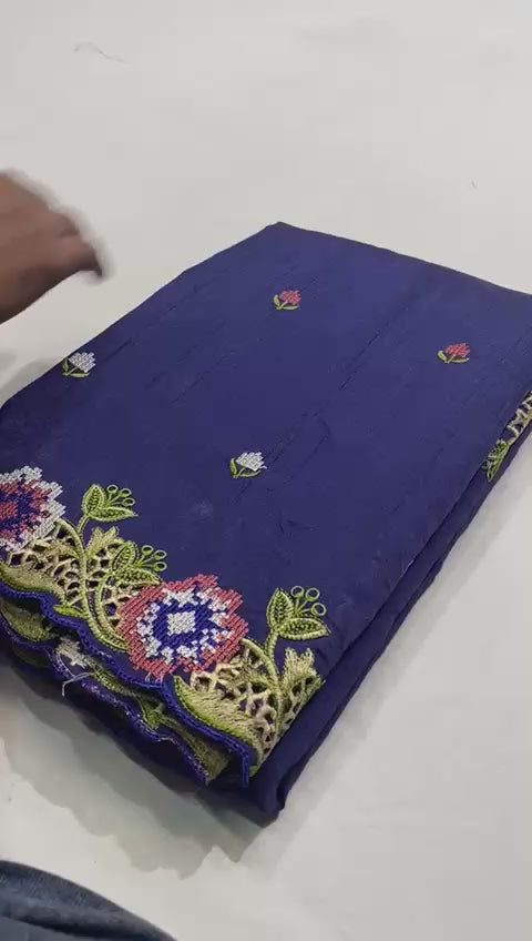 Matka Silk with Embroidery & Cutwork Saree