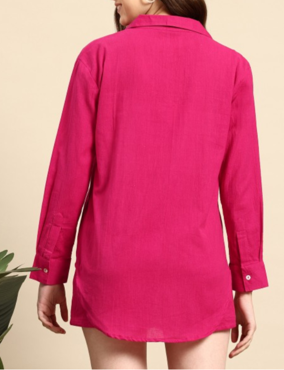 Hot Pink Crinkled Short Cord Set