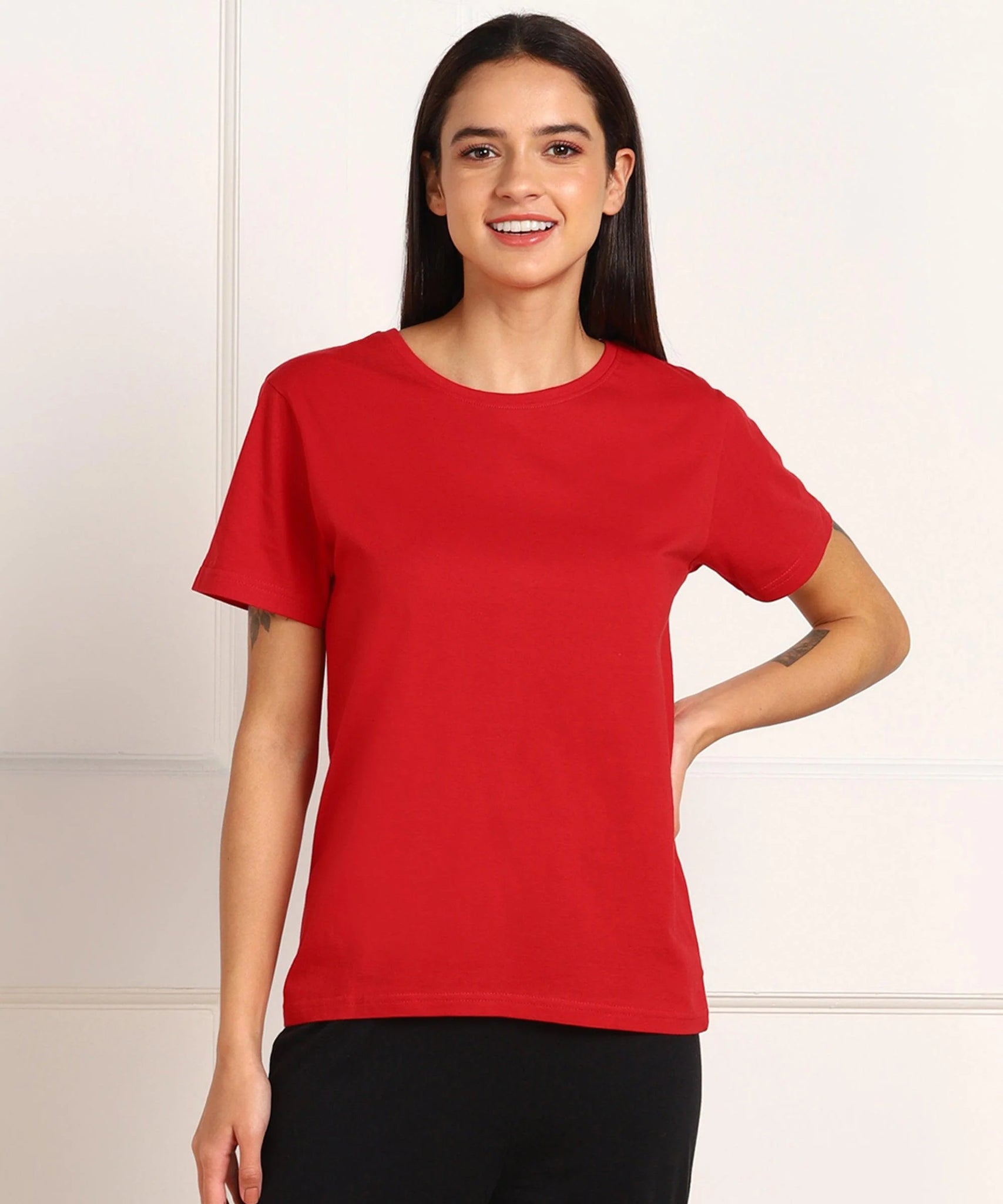 Red Solid Tshirt for Women