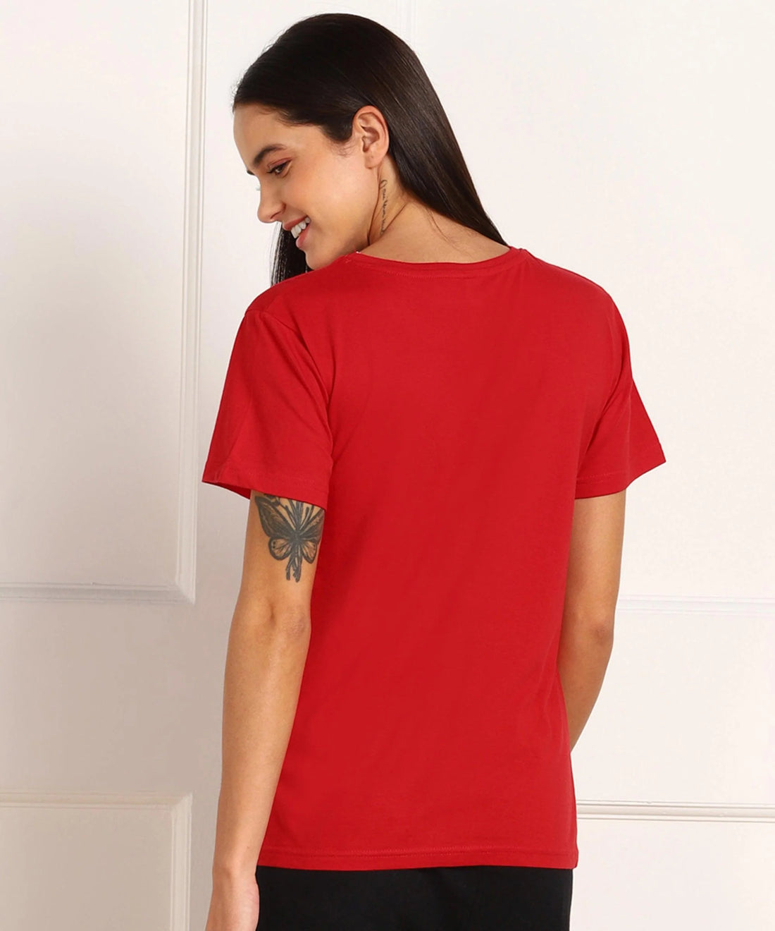 Red Solid Tshirt for Women